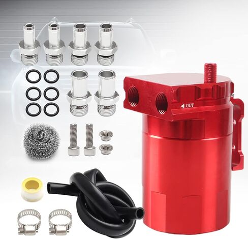 Thick Shell Baffled Oil Catch Can Coolant Fuel Catch Can Reservoir Kit - Silver in Saudi Arabia