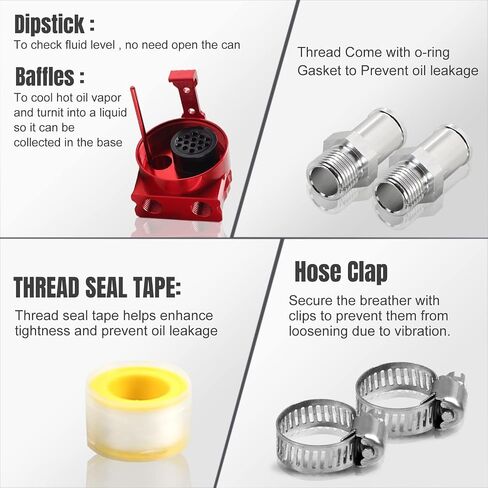 Thick Shell Baffled Oil Catch Can Coolant Fuel Catch Can Reservoir Kit - Silver in Saudi Arabia
