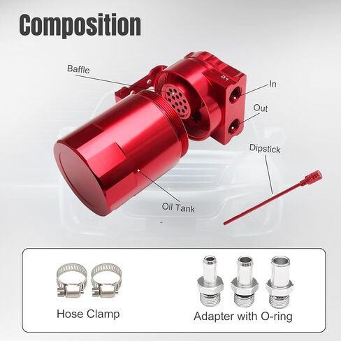Thick Shell Baffled Oil Catch Can Coolant Fuel Catch Can Reservoir Kit - Silver in Saudi Arabia