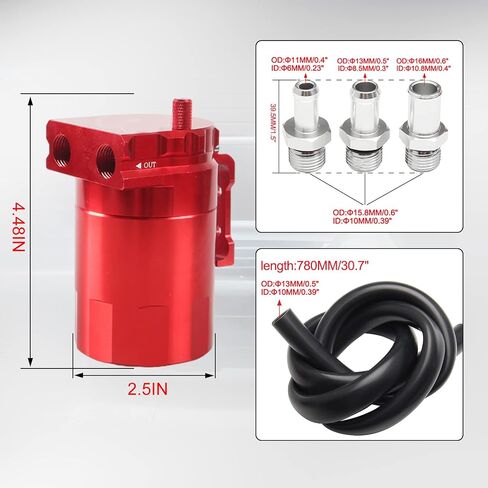 Thick Shell Baffled Oil Catch Can Coolant Fuel Catch Can Reservoir Kit - Silver in Saudi Arabia