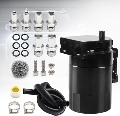 Thick Shell Baffled Oil Catch Can Coolant Fuel Catch Can Reservoir Kit - Silver in Saudi Arabia