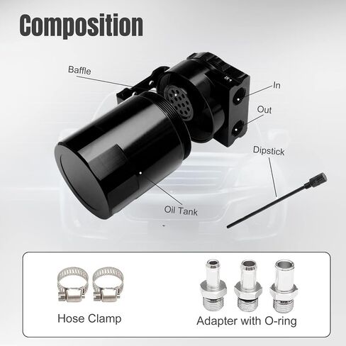 Thick Shell Baffled Oil Catch Can Coolant Fuel Catch Can Reservoir Kit - Silver in Saudi Arabia