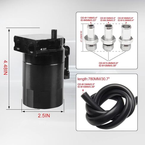 Thick Shell Baffled Oil Catch Can Coolant Fuel Catch Can Reservoir Kit - Silver in Saudi Arabia