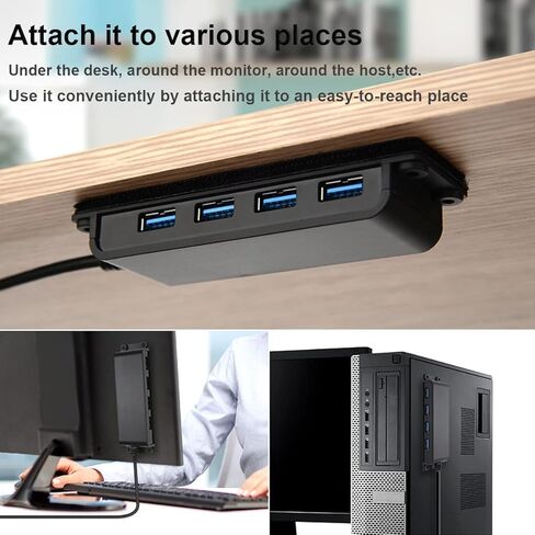 محور مكتب محمول 4 منافذ USB 3.0، محور بيانات USB 3.0 قابل للتثبيت مع كابل 3.3 قدم/100 سم لأجهزة MacBook، Mac Pro/Mini، iMac، XPS، Surface Pro، الكمبيوتر المحمول، محركات أقراص فلاش USB، محرك الأقراص الصلبة المحمول، الكمبيوتر والمزيد in Kuwait