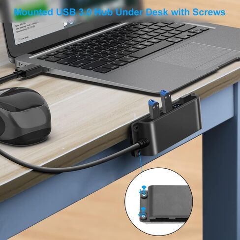 محور مكتب محمول 4 منافذ USB 3.0، محور بيانات USB 3.0 قابل للتثبيت مع كابل 3.3 قدم/100 سم لأجهزة MacBook، Mac Pro/Mini، iMac، XPS، Surface Pro، الكمبيوتر المحمول، محركات أقراص فلاش USB، محرك الأقراص الصلبة المحمول، الكمبيوتر والمزيد in Kuwait