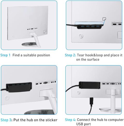 محور مكتب محمول 4 منافذ USB 3.0، محور بيانات USB 3.0 قابل للتثبيت مع كابل 3.3 قدم/100 سم لأجهزة MacBook، Mac Pro/Mini، iMac، XPS، Surface Pro، الكمبيوتر المحمول، محركات أقراص فلاش USB، محرك الأقراص الصلبة المحمول، الكمبيوتر والمزيد in Kuwait