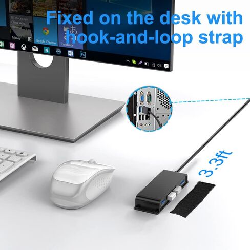 محور مكتب محمول 4 منافذ USB 3.0، محور بيانات USB 3.0 قابل للتثبيت مع كابل 3.3 قدم/100 سم لأجهزة MacBook، Mac Pro/Mini، iMac، XPS، Surface Pro، الكمبيوتر المحمول، محركات أقراص فلاش USB، محرك الأقراص الصلبة المحمول، الكمبيوتر والمزيد in Kuwait