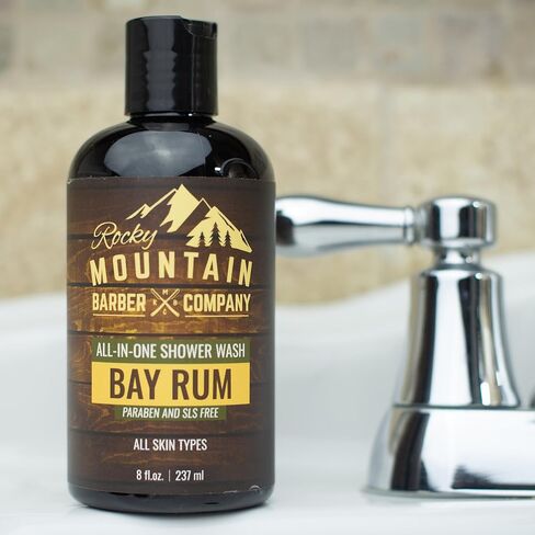 Rocky Mountain Barber Company Birchwood All-In-One Body Wash – Shampoo, Body Wash, Conditioner, Face Wash & Beard Wash with Essential Oils - 8 oz in Saudi Arabia