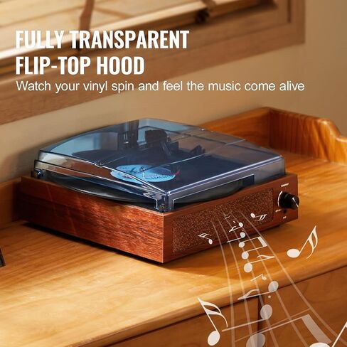 VEVOR Vinyl Record Player, with Built-in 5W Speaker, Belt Driven Turntable Player,Support 33/45/78 RPM Bluetooth Aux in RCA Output, for 7/10 /12 in Vinyl Records in Saudi Arabia