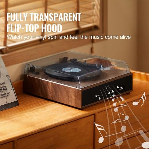VEVOR Vinyl Record Player, with Built-in 5W Speaker, Belt Driven Turntable Player,Support 33/45/78 RPM Bluetooth Aux in RCA Output, for 7/10 /12 in Vinyl Records in Saudi Arabia