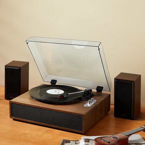 VEVOR Vinyl Record Player, with Built-in 5W Speaker, Belt Driven Turntable Player,Support 33/45/78 RPM Bluetooth Aux in RCA Output, for 7/10 /12 in Vinyl Records in Saudi Arabia