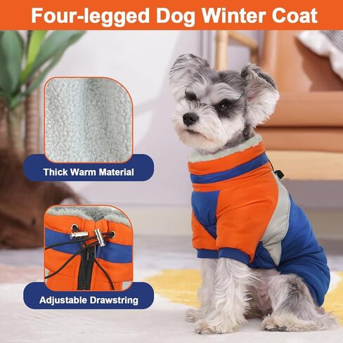 Kuoser Fullbody Dog Coat, Small Dog Coat with Harness Built in, Warm Dog Winter Coat Reflective Dog Jacket with Zipper, Four-Legged Dog Snowsuit for Chihuahua, Yorkie (Blue XS) in Saudi Arabia