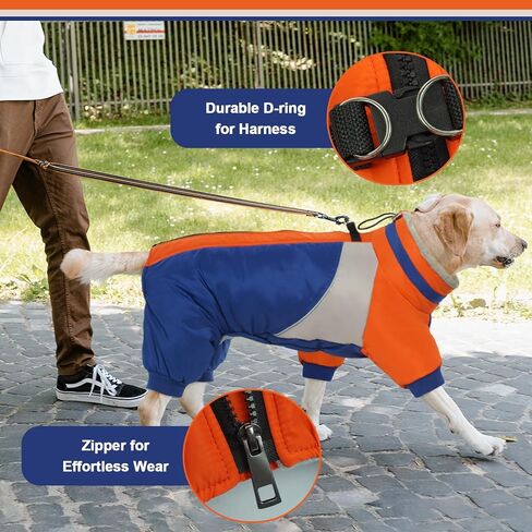 Kuoser Fullbody Dog Coat, Small Dog Coat with Harness Built in, Warm Dog Winter Coat Reflective Dog Jacket with Zipper, Four-Legged Dog Snowsuit for Chihuahua, Yorkie (Blue XS) in Saudi Arabia