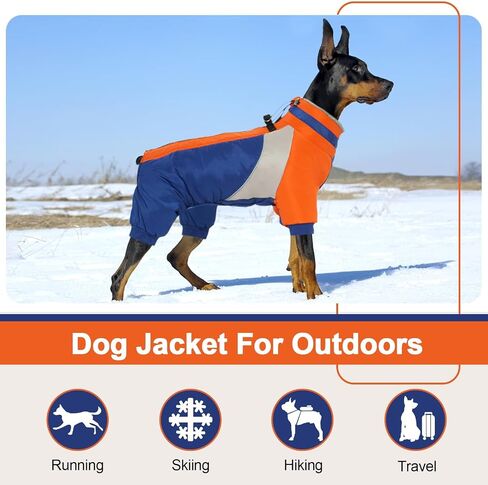 Kuoser Fullbody Dog Coat, Small Dog Coat with Harness Built in, Warm Dog Winter Coat Reflective Dog Jacket with Zipper, Four-Legged Dog Snowsuit for Chihuahua, Yorkie (Blue XS) in Saudi Arabia