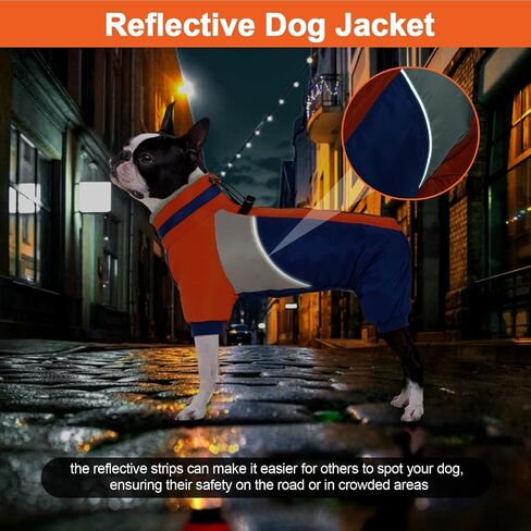 Kuoser Fullbody Dog Coat, Small Dog Coat with Harness Built in, Warm Dog Winter Coat Reflective Dog Jacket with Zipper, Four-Legged Dog Snowsuit for Chihuahua, Yorkie (Blue XS) in Saudi Arabia