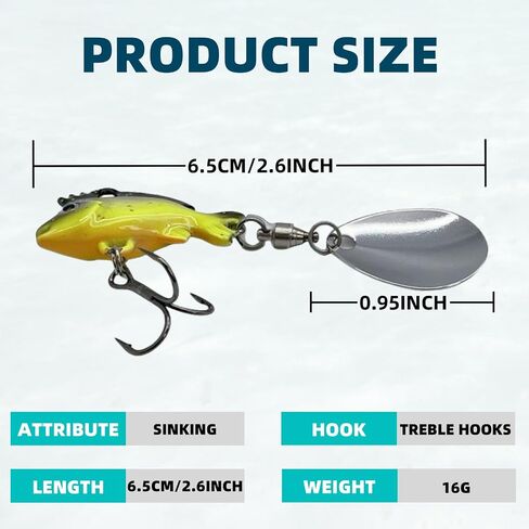 Bestac Metal VIB Fishing Lure Sinking Lure Fishing Spoon Lures Hard Bait for Bass and Trou 16G in Saudi Arabia