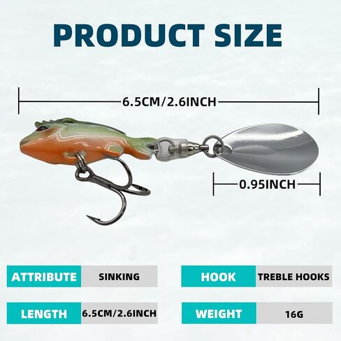 Bestac Metal VIB Fishing Lure Sinking Lure Fishing Spoon Lures Hard Bait for Bass and Trou 16G in Saudi Arabia