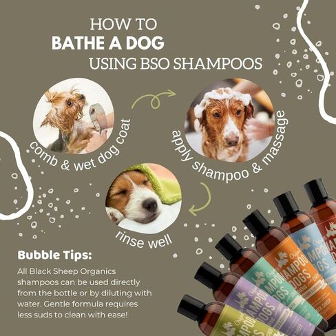 All-Plant Dog Shampoo - Oil Balancing and Deshedding for Dry or Oily Dog Skin - by Black Sheep Organics Made in Canada in Saudi Arabia