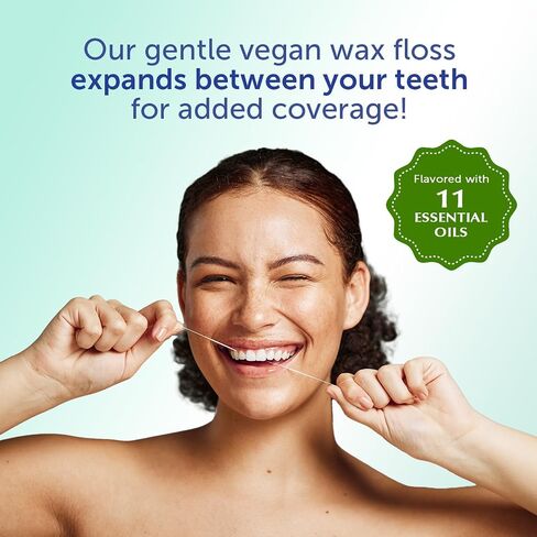 Eco-Dent GentleFloss Dental Floss, Waxed, Mint - Floss with Vegan Plant-Based Wax, Recyclable Cardboard Packaging, 100 Yds Ea (Pack of 6) in Saudi Arabia