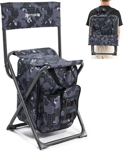 Backpack Fishing Chair with Cooler Bag and Backrest, Folding Camping Stool for Adults up to 225 lbs, Portable Lightweight for Hunting, Hiking, Outdoors in Saudi Arabia