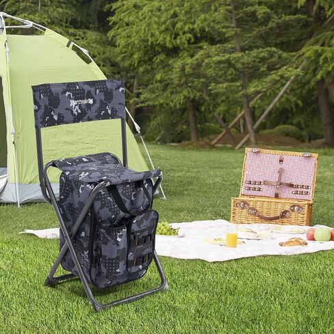 Backpack Fishing Chair with Cooler Bag and Backrest, Folding Camping Stool for Adults up to 225 lbs, Portable Lightweight for Hunting, Hiking, Outdoors in Saudi Arabia