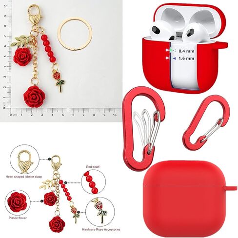 حافظة لجهاز Airpods 4 مع سلسلة مفاتيح لطيفة، غطاء واقٍ من السيليكون مقاوم للصدمات متوافق مع Airpods الجيل الرابع حافظة لشحن سماعات الرأس للنساء والفتيات (وردي) in Kuwait