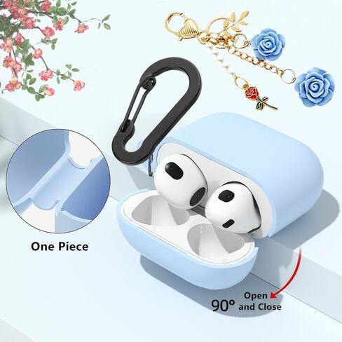 حافظة لجهاز Airpods 4 مع سلسلة مفاتيح لطيفة، غطاء واقٍ من السيليكون مقاوم للصدمات متوافق مع Airpods الجيل الرابع حافظة لشحن سماعات الرأس للنساء والفتيات (وردي) in Kuwait