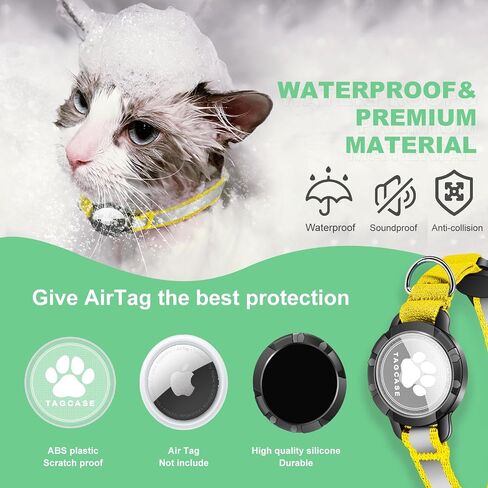 طوق القطط Airtag - طوق القطط المنفصل مع أجراس، تصميم مضيء وعاكس، طوق قطط خفيف الوزن لعلامة Apple Air، حامل تعقب GPS مخفي مقاوم للماء للقطط والقطط [أصفر S] in Saudi Arabia