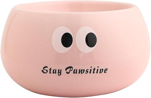 Cute Ceramic Raised Cat Bowl, Elevated Cat Food Bowl Whisker Friendly, Small Tilted Cat Dish for Indoor Cats and Kitten, Yellow in Saudi Arabia