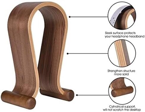 SAMDI Wood Headphone Stand, Headphone Holder Wood Headset Stand Compatible for Sony, Bose, Shure, Jabra, JBL, AKG Gaming Headphones Display et. (Walnut) in Kuwait