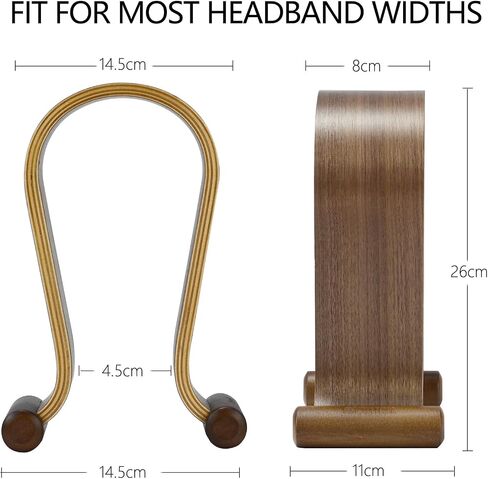 SAMDI Wood Headphone Stand, Headphone Holder Wood Headset Stand Compatible for Sony, Bose, Shure, Jabra, JBL, AKG Gaming Headphones Display et. (Walnut) in Kuwait