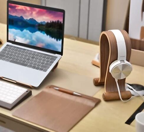 SAMDI Wood Headphone Stand, Headphone Holder Wood Headset Stand Compatible for Sony, Bose, Shure, Jabra, JBL, AKG Gaming Headphones Display et. (Walnut) in Kuwait