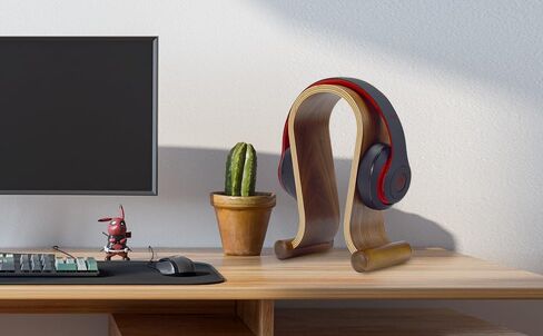 SAMDI Wood Headphone Stand, Headphone Holder Wood Headset Stand Compatible for Sony, Bose, Shure, Jabra, JBL, AKG Gaming Headphones Display et. (Walnut) in Kuwait