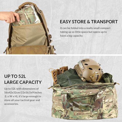 Military Duffle Bag, 52L Heavy Duty Extra Large Army Duffle Bag, Tactical Duffle Bag for Shooting Camping Hiking Traveling Stealth Survival & More (CP Camo) in Saudi Arabia