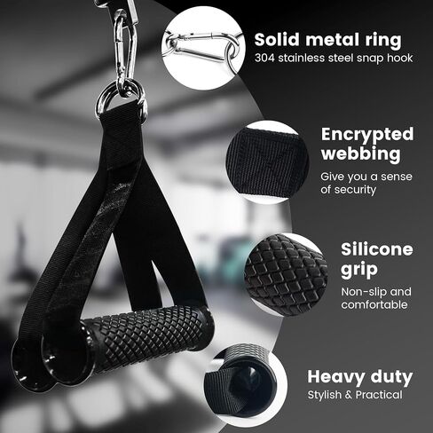 Ultra Heavy Duty Exercise Handles, Cable Handles Gym Equipment Attachment, Double D-Ring Grips, Encrypted Webbing, Blue Edge Design Non-Slip Comfort Grips in Saudi Arabia
