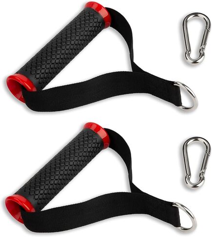 Ultra Heavy Duty Exercise Handles, Cable Handles Gym Equipment Attachment, Double D-Ring Grips, Encrypted Webbing, Blue Edge Design Non-Slip Comfort Grips in Saudi Arabia