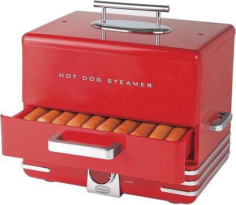 Nostalgia Oscar Mayer Diner-Style Hot Dog Steamer and Bun Warmer, 8 Hot Dog and 4 Bun Capacity, Steam Bratwursts, Sausages, Vegetables, Fish, Dumplings, Yellow in Saudi Arabia
