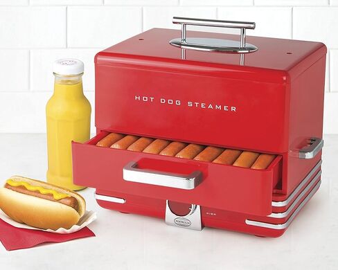 Nostalgia Oscar Mayer Diner-Style Hot Dog Steamer and Bun Warmer, 8 Hot Dog and 4 Bun Capacity, Steam Bratwursts, Sausages, Vegetables, Fish, Dumplings, Yellow in Saudi Arabia