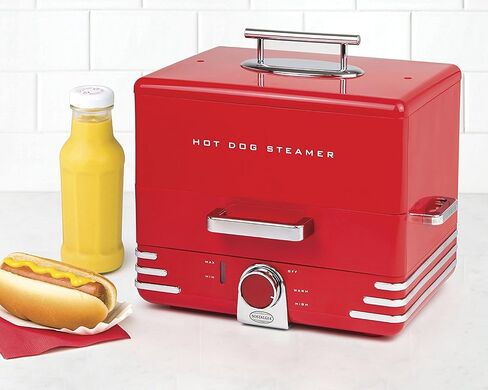 Nostalgia Oscar Mayer Diner-Style Hot Dog Steamer and Bun Warmer, 8 Hot Dog and 4 Bun Capacity, Steam Bratwursts, Sausages, Vegetables, Fish, Dumplings, Yellow in Saudi Arabia