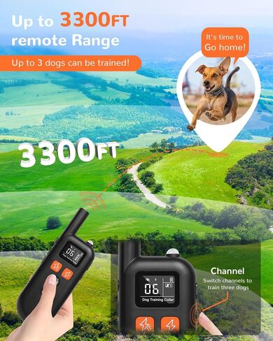 Dog Training Collar with Remote 2 Dogs 3300FT Dog Training Collar IPX7 Waterproof e Collar 4 Training Modes Electric Vibration Beep Collars for 10-120 lb Small Medium Large Dogs in Saudi Arabia
