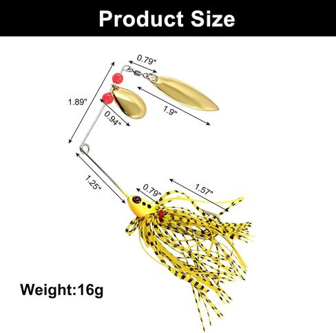 6 pcs Premium Spinnerbait Fishing Lures Kit Hard Metal Multicolor Buzzbait Spinner Baits Jigs Freshwater and Saltwater Fishing for Bass Trout Pike Salmon in Saudi Arabia