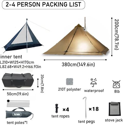 Camping Hot Tent with Wood Stove Jack Winter Teepee Tent 4 Season Backpacking Tent for Survival Hunting Military Fishing in Kuwait