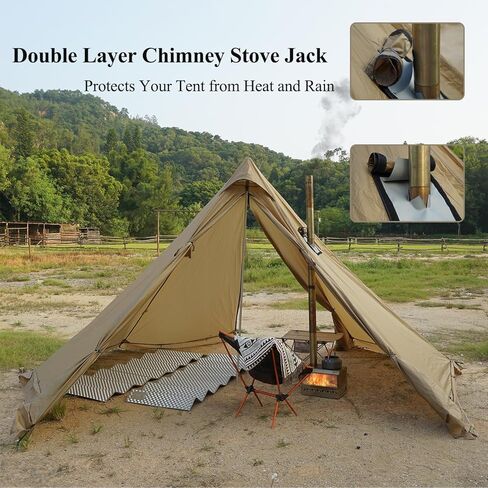 Camping Hot Tent with Wood Stove Jack Winter Teepee Tent 4 Season Backpacking Tent for Survival Hunting Military Fishing in Kuwait