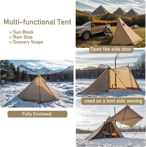 Camping Hot Tent with Wood Stove Jack Winter Teepee Tent 4 Season Backpacking Tent for Survival Hunting Military Fishing in Kuwait