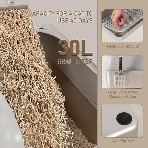 Cat Litter Box Stainless Steel XL with High Sides Enclosure Lid, Extra Large Covered Metal Kitty Litter Box with Litter Pan, Anti-Leakage & Odorless, Easy Cleaning, Litter Scoop Included,Blue in Saudi Arabia