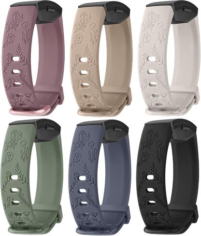 6 قطع من الأربطة المنقوشة بالزهور المتوافقة مع سوار Fitbit Inspire 2 للنساء والرجال، حزام بديل من السيليكون الناعم المسامي لتتبع اللياقة البدنية Fitbit Inspire 2 / Inspire HR/Inspire/Ace 2 in Saudi Arabia