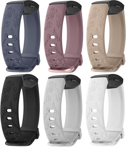 6 قطع من الأربطة المنقوشة بالزهور المتوافقة مع سوار Fitbit Inspire 2 للنساء والرجال، حزام بديل من السيليكون الناعم المسامي لتتبع اللياقة البدنية Fitbit Inspire 2 / Inspire HR/Inspire/Ace 2 in Saudi Arabia