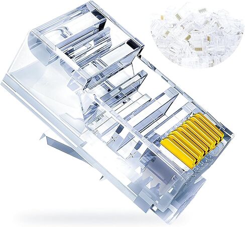 120 حزمة Cat 6 تمر عبر موصلات RJ45، أطراف Cat6 RJ45 مطلية بالذهب، موصل Cat6 احترافي، مقابس RJ45 المعيارية، مقابس إيثرنت، موصل الشبكة، لكابل UTP القياسي الصلب وCat 6 in Kuwait