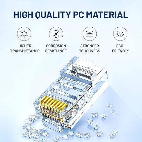 120 حزمة Cat 6 تمر عبر موصلات RJ45، أطراف Cat6 RJ45 مطلية بالذهب، موصل Cat6 احترافي، مقابس RJ45 المعيارية، مقابس إيثرنت، موصل الشبكة، لكابل UTP القياسي الصلب وCat 6 in Kuwait