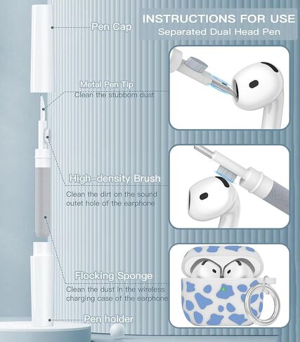 Silicone Cow AirPods 4 Case 2024, YOMPLOW Case Cover with Cleaner Kit for Apple Airpods 4th Generation Floral Print Soft Flexible Cover for Air Pod 4th Women Girls, Skin with Keychain - Cow in Saudi Arabia